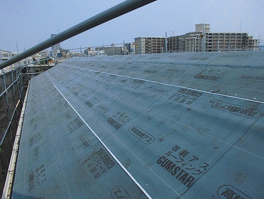 明石市　カバー工法　改質アスファルトルーフィング